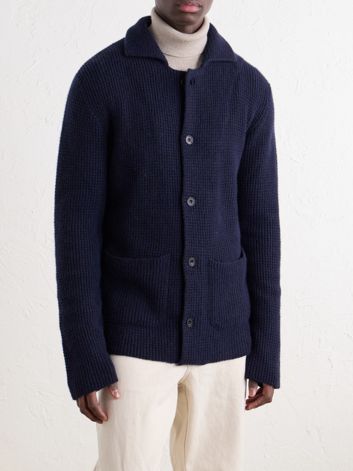 Waffle-Knit Cashmere Cardigan