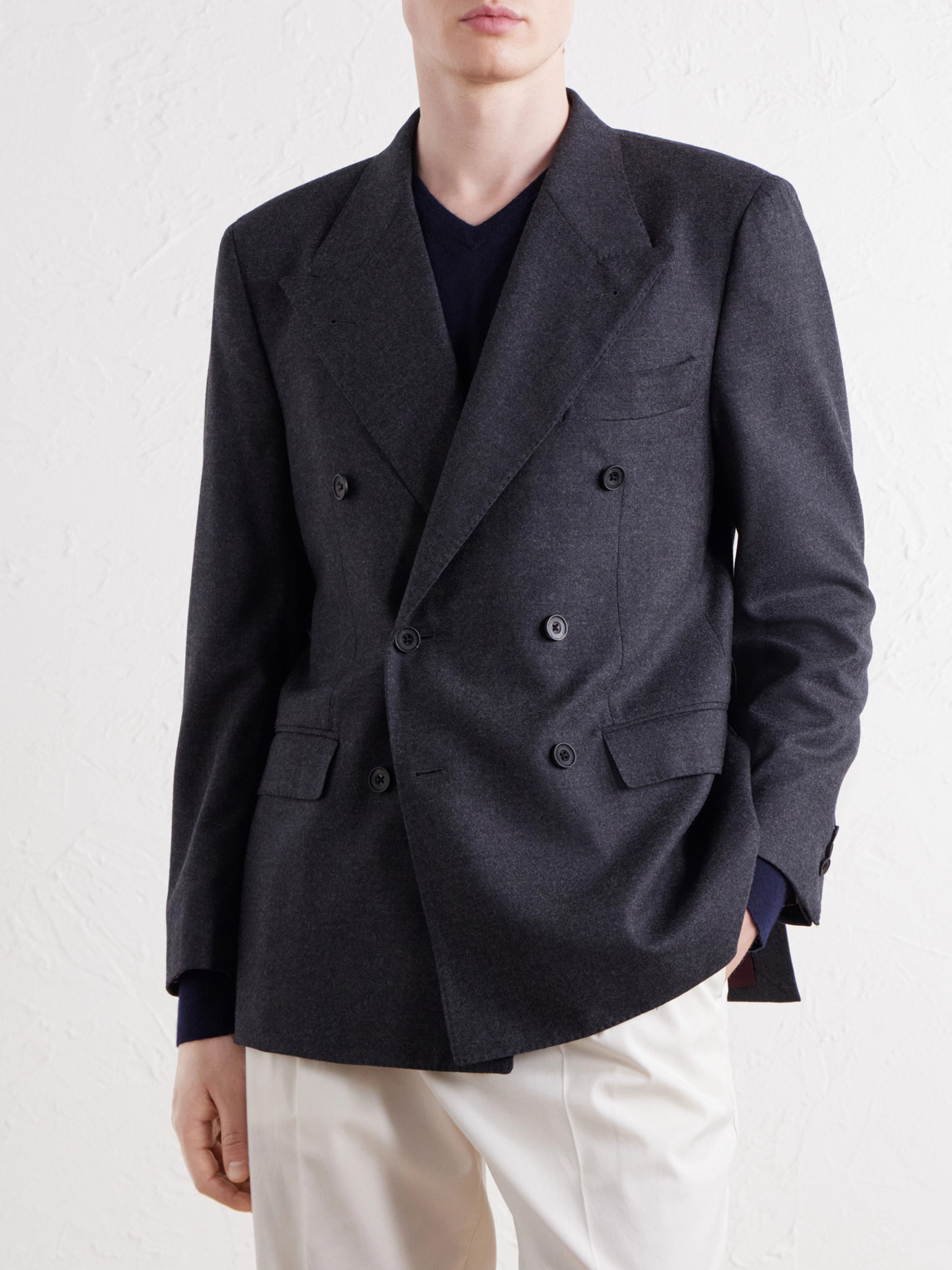 Double-Breasted Virgin Wool-Twill Blazer