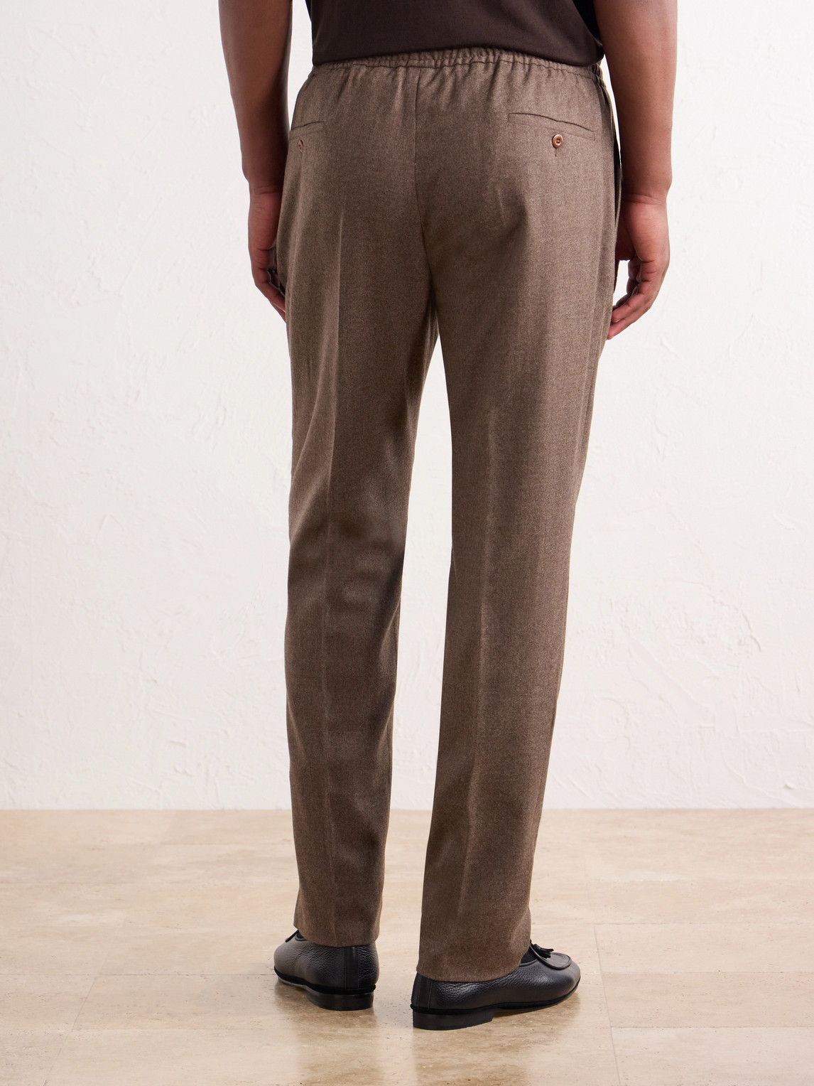 Convertible Tapered Drawstring Virgin Wool-Flannel Trousers