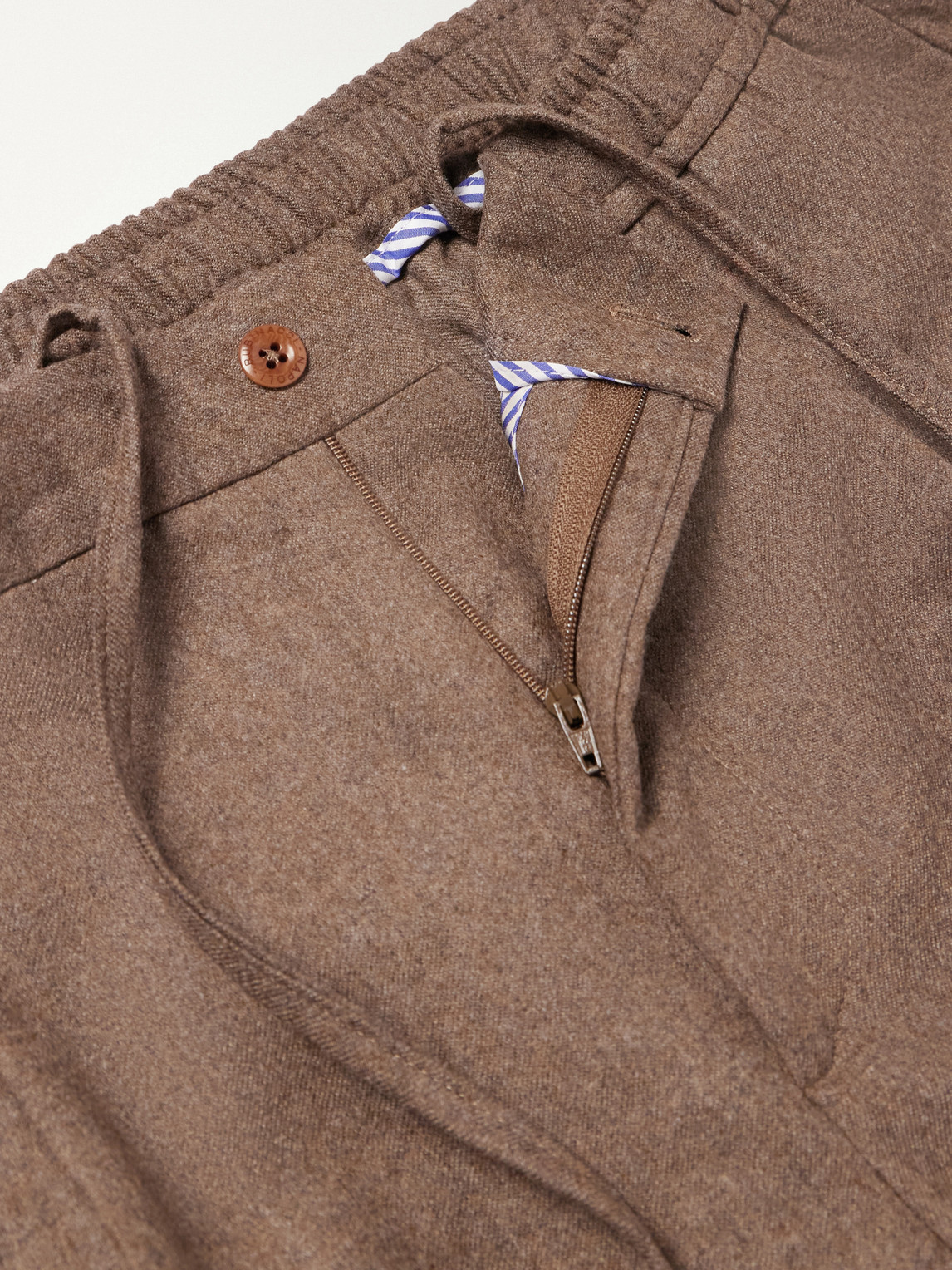 Convertible Tapered Drawstring Virgin Wool-Flannel Trousers