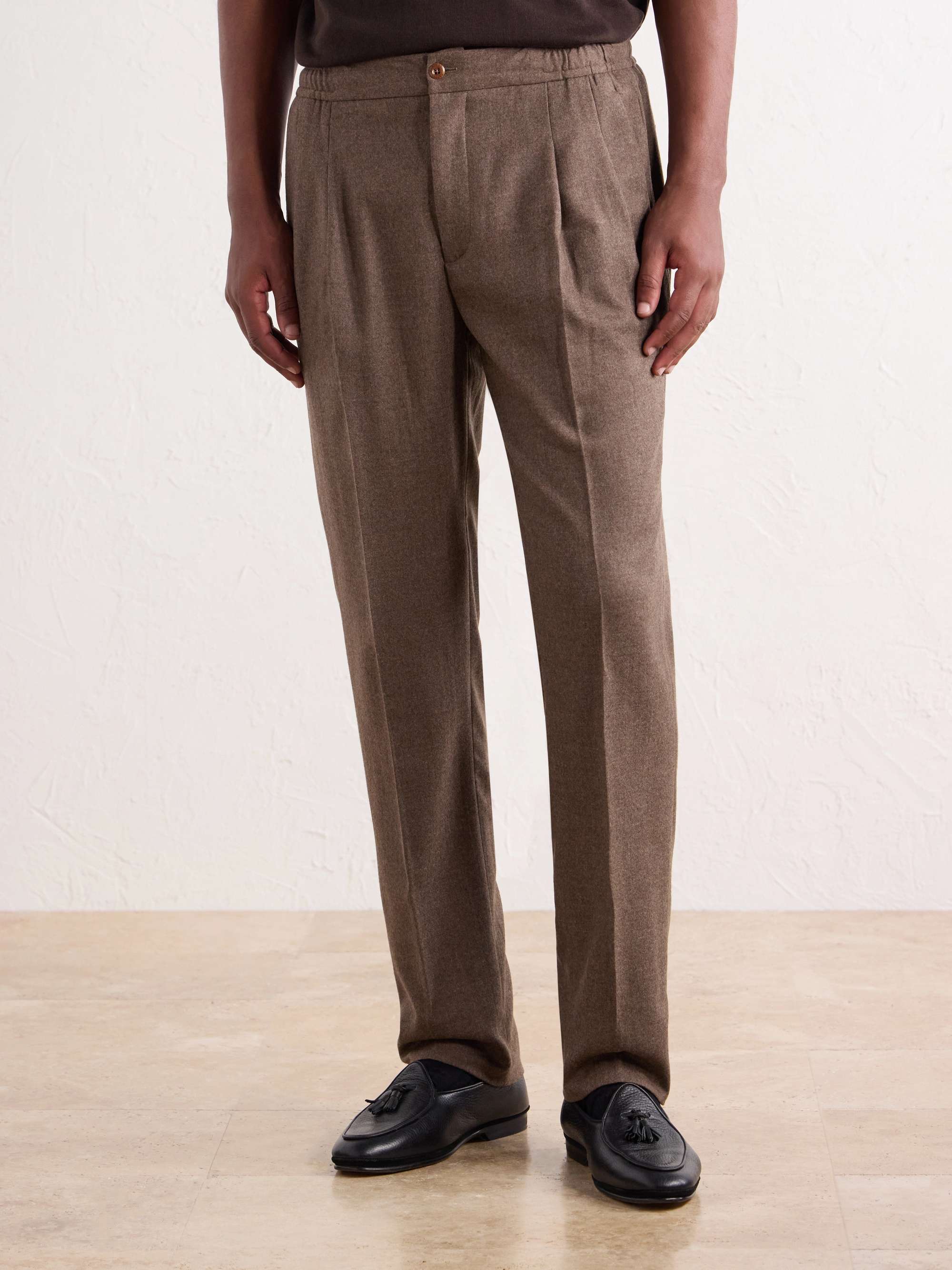 RUBINACCI Tapered Virgin Wool-Flannel Trousers