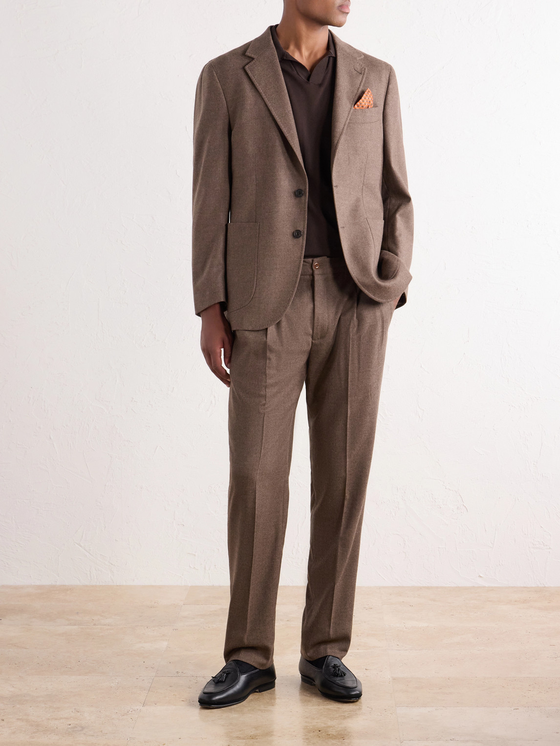 Convertible Tapered Drawstring Virgin Wool-Flannel Trousers