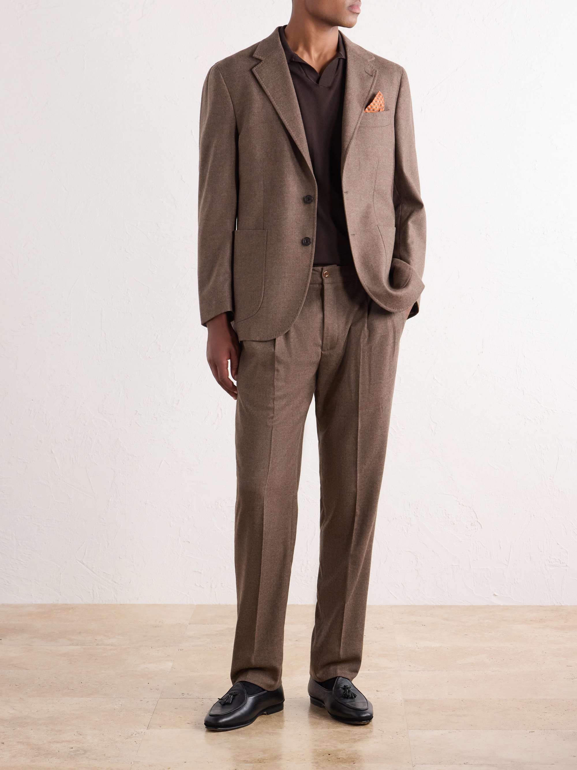 RUBINACCI Tapered Virgin Wool-Flannel Trousers