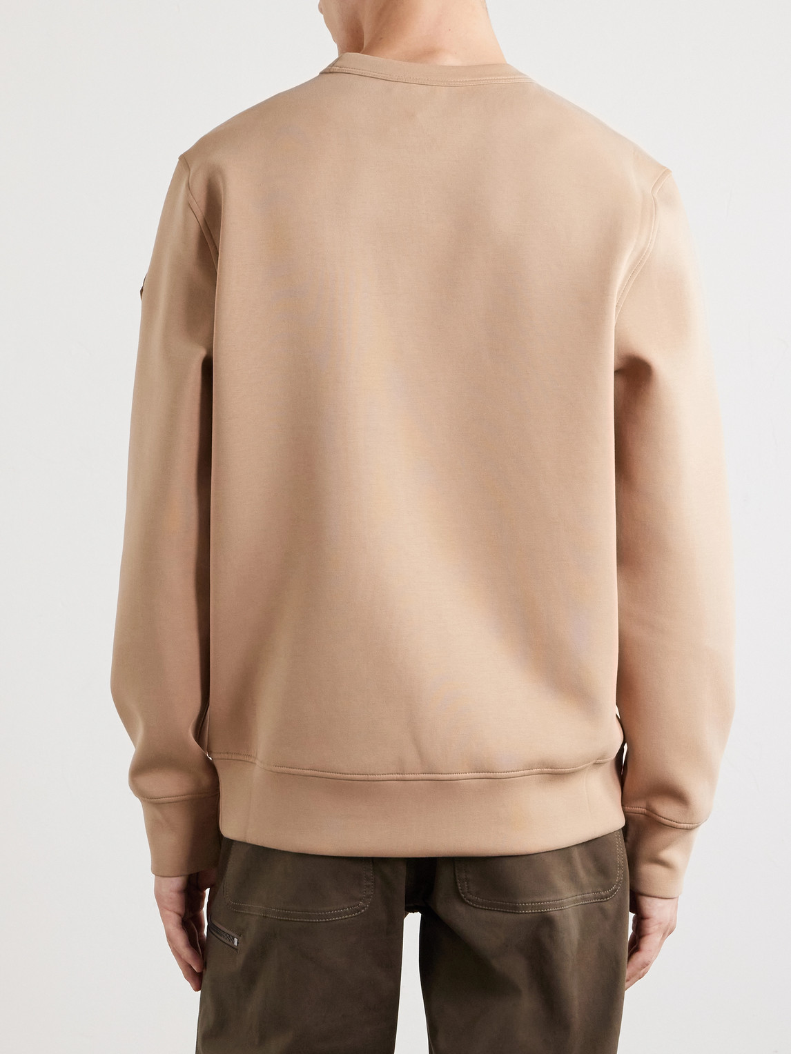 Logo-Appliqué Leather-Trimmed Cotton-Blend Jersey Sweatshirt