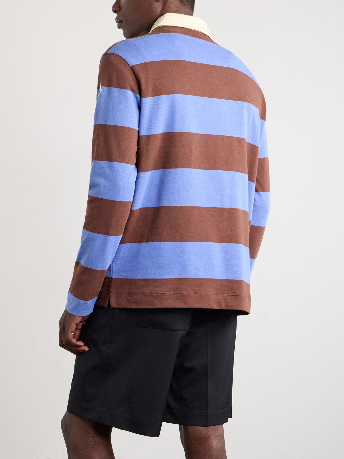 Logo-Appliquéd Striped Cotton-Jersey Polo Shirt