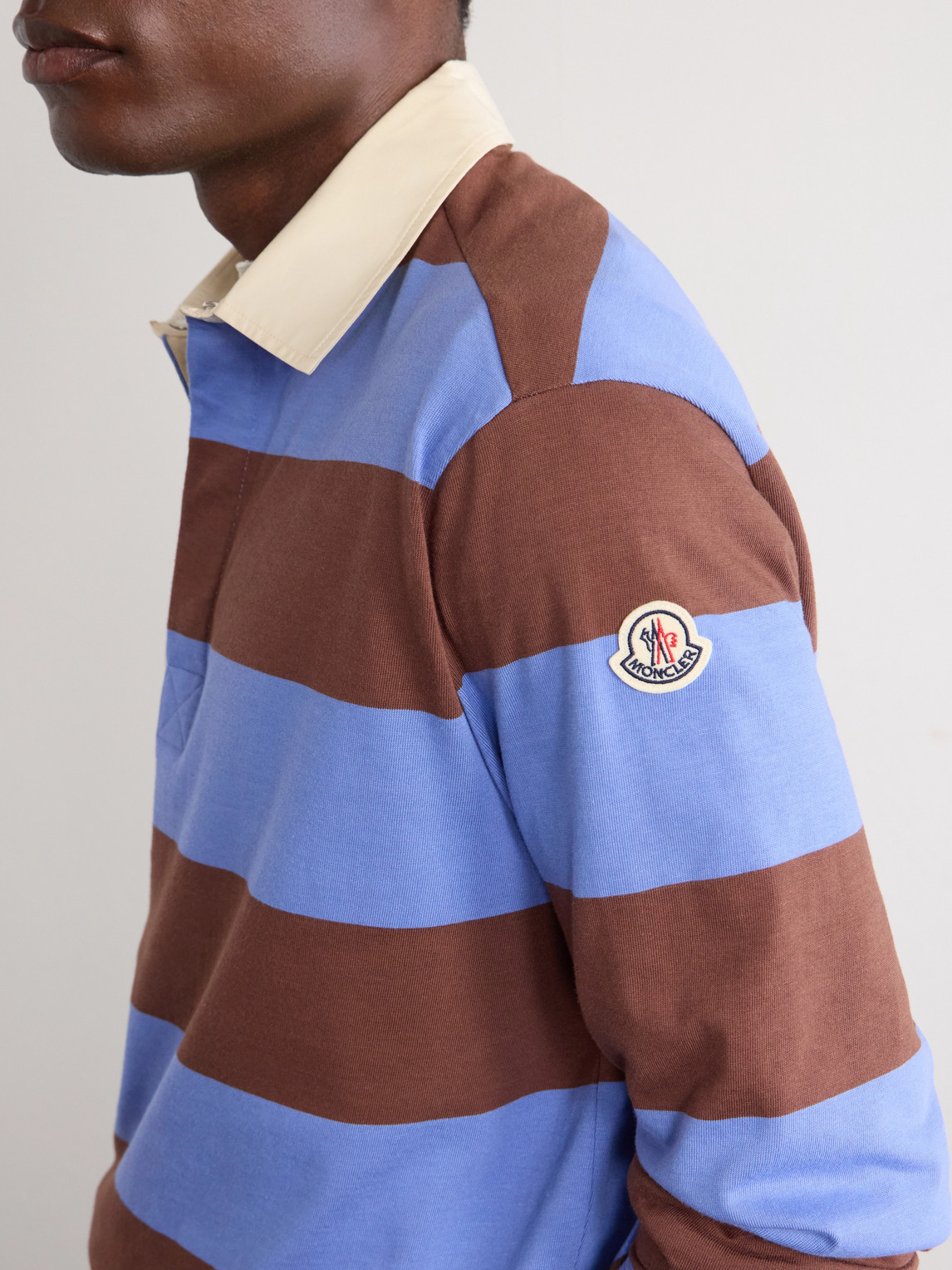 Logo-Appliquéd Striped Cotton-Jersey Polo Shirt