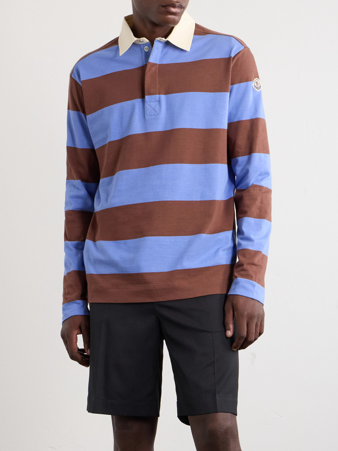 Logo-Appliquéd Striped Cotton-Jersey Polo Shirt