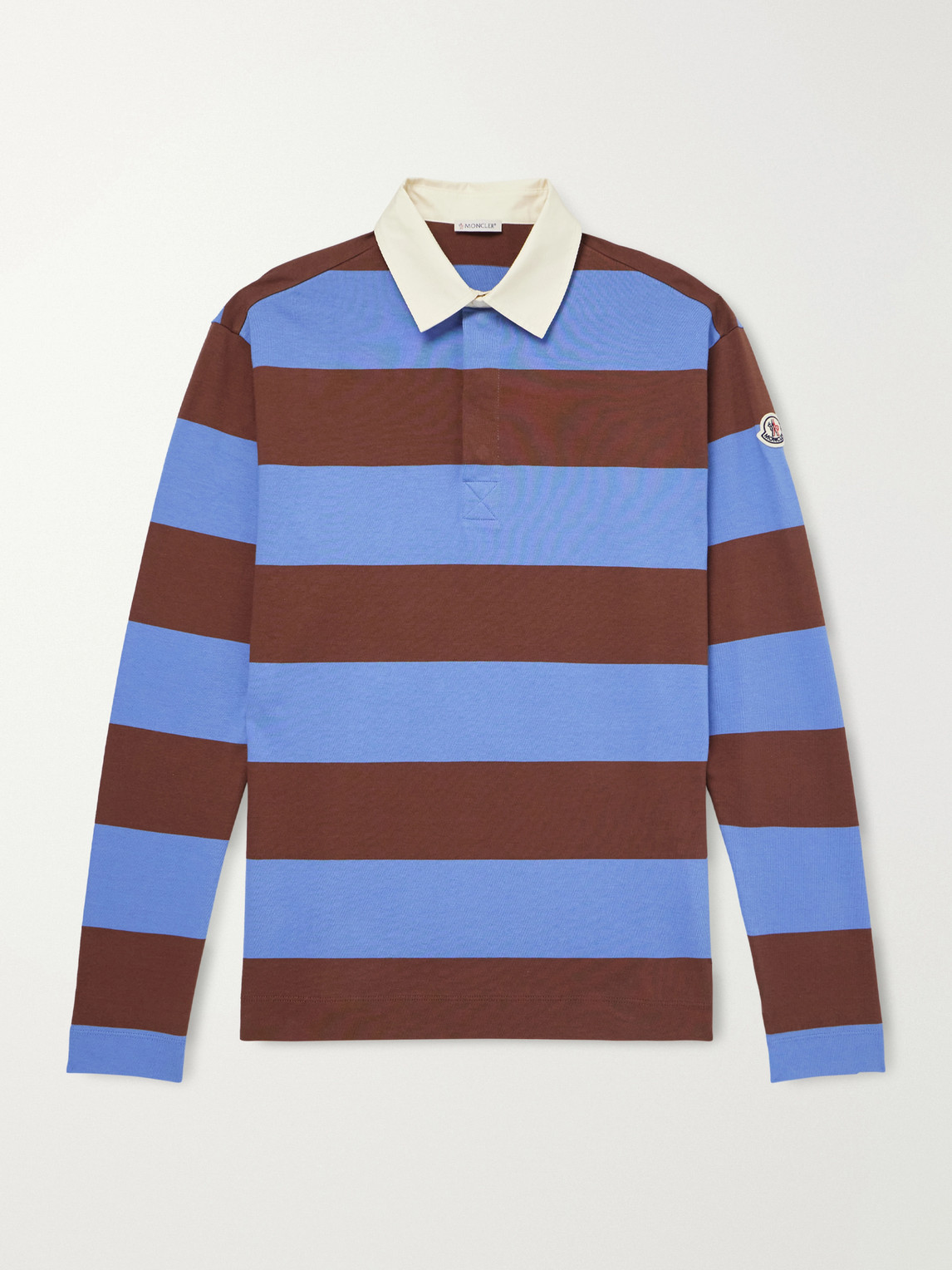Logo-Appliquéd Striped Cotton-Jersey Polo Shirt