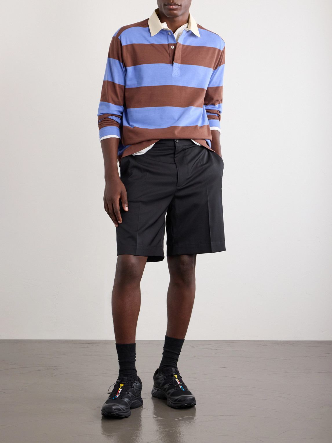 Logo-Appliquéd Striped Cotton-Jersey Polo Shirt