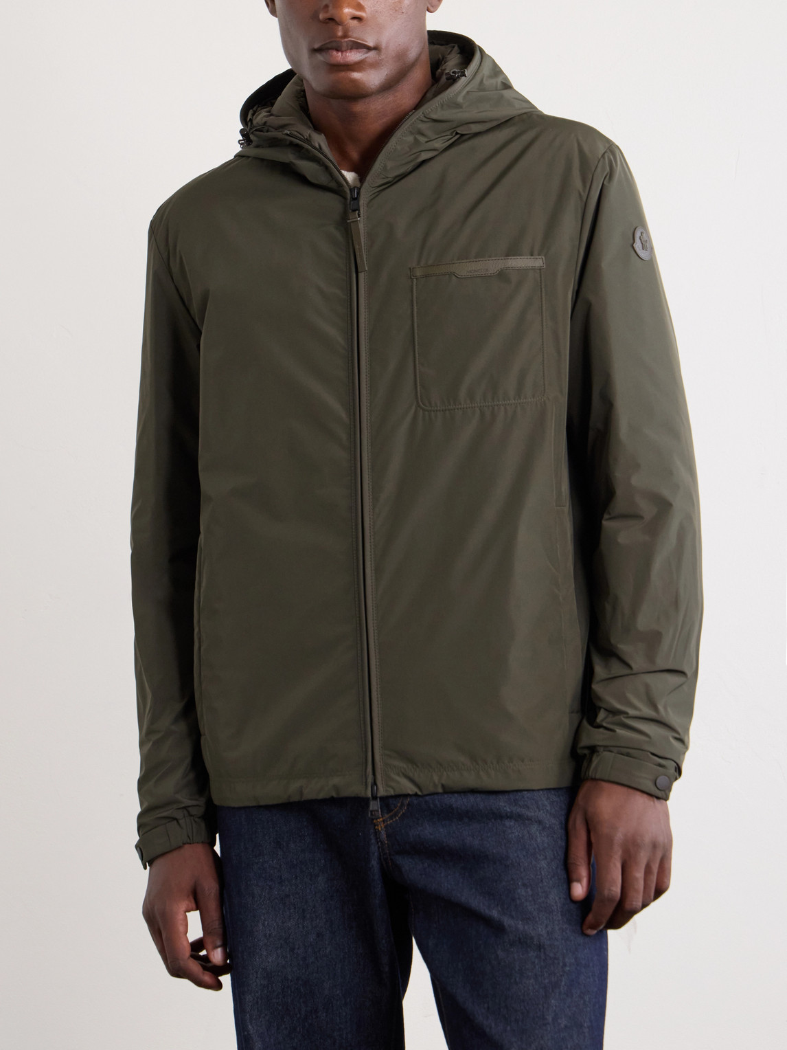 Austerin Leather-Trimmed Aquaflect Shell Down Jacket