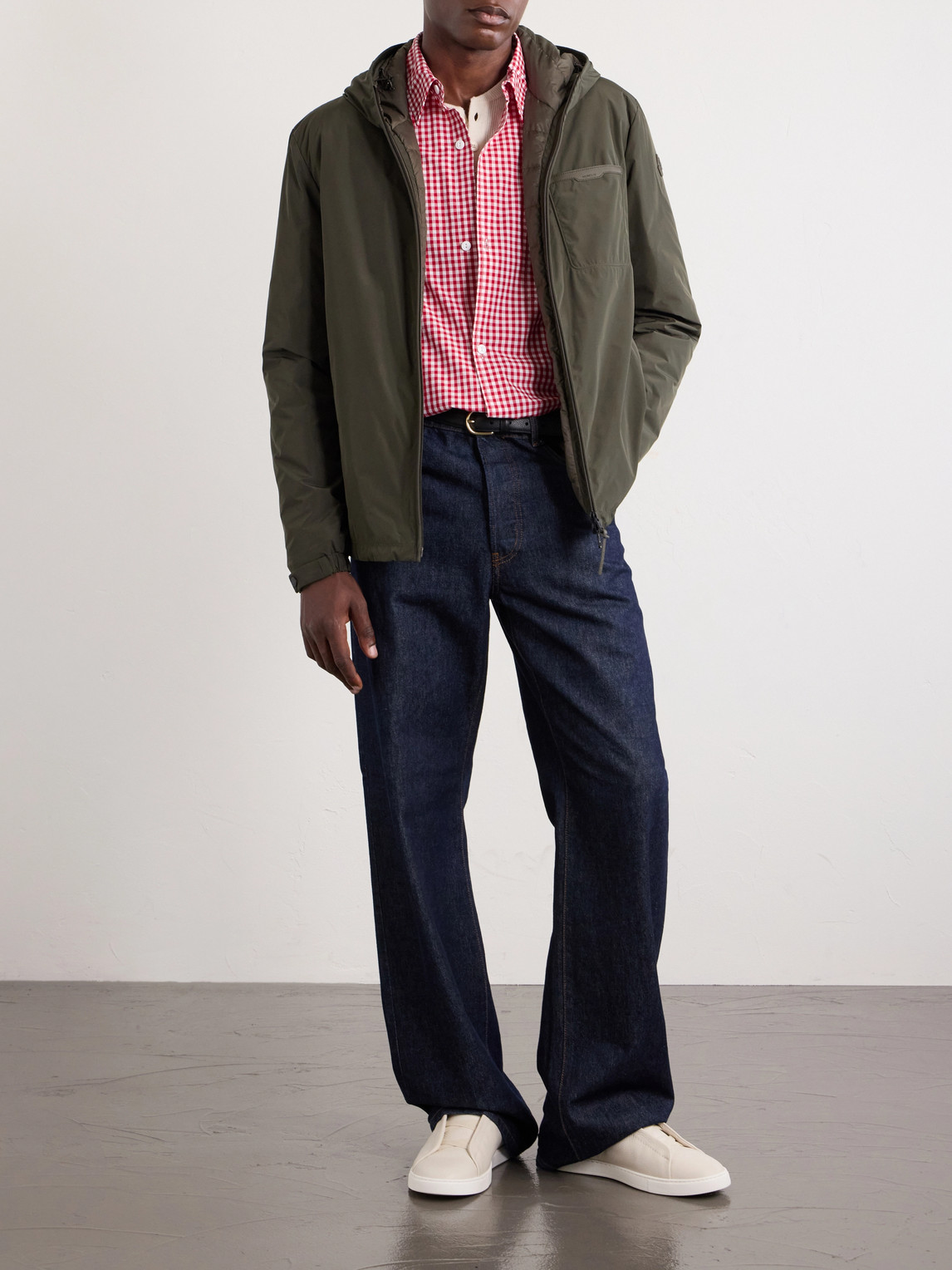 Austerin Leather-Trimmed Aquaflect Shell Down Jacket