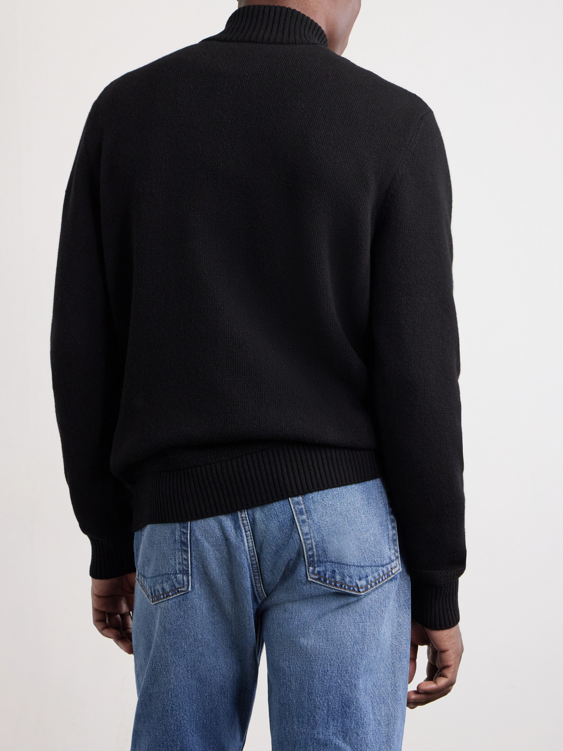 Logo-Appliquéd Wool And Cashmere-Blend Half-Zip Sweater