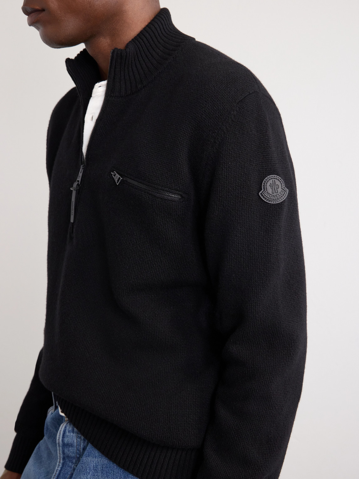 Logo-Appliquéd Wool And Cashmere-Blend Half-Zip Sweater