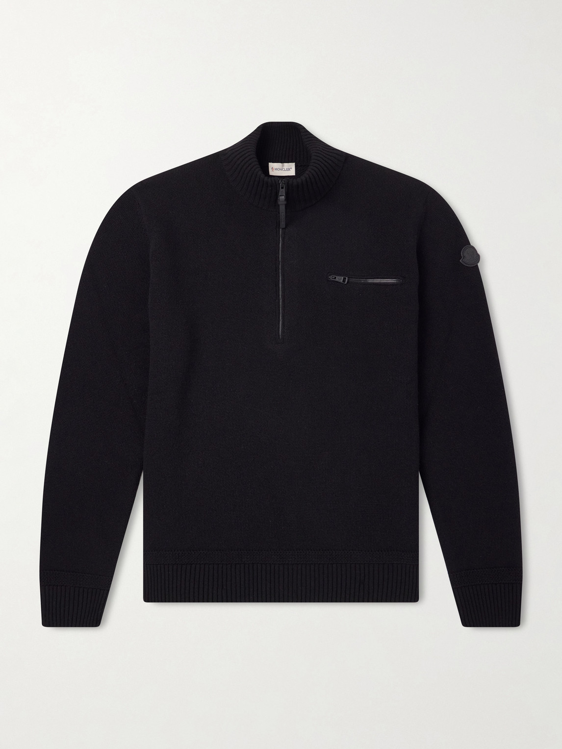 Logo-Appliquéd Wool And Cashmere-Blend Half-Zip Sweater
