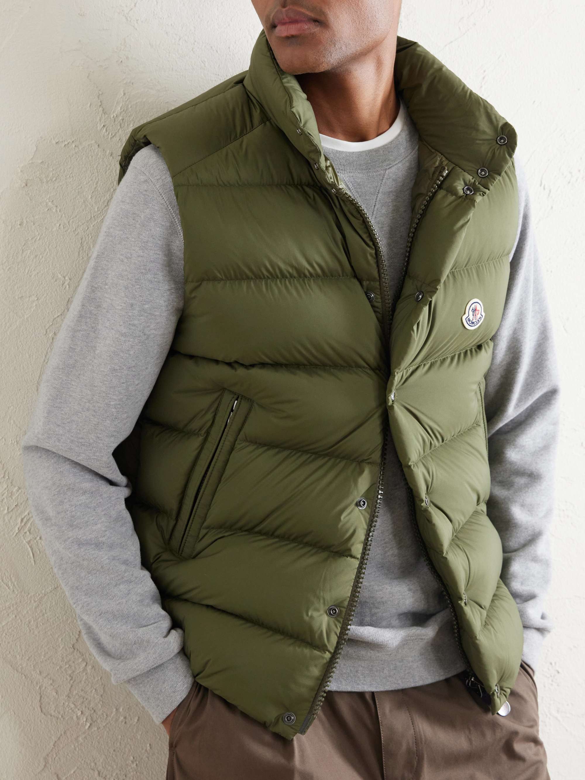 MONCLER Tibb Logo-Appliquéd Quilted Shell Down Gilet for Men | MR