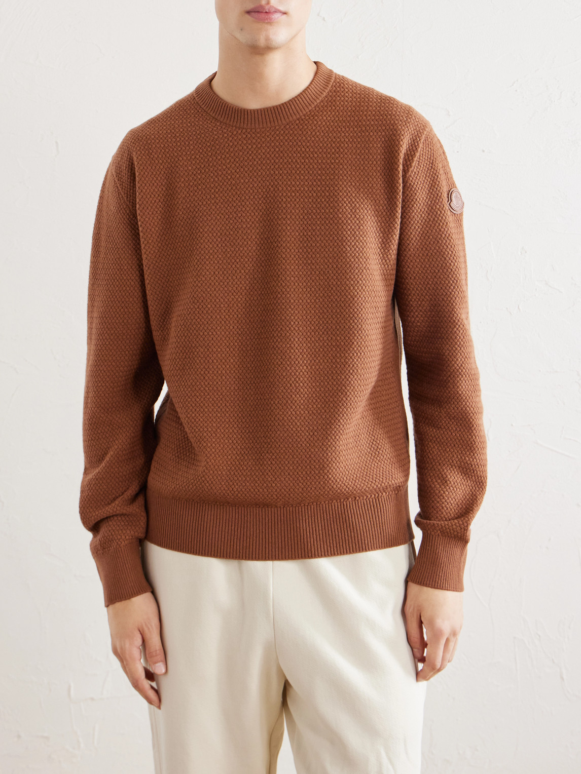 Logo-Appliquéd Leather-Trimmed Wool And Cashmere-Blend Sweater