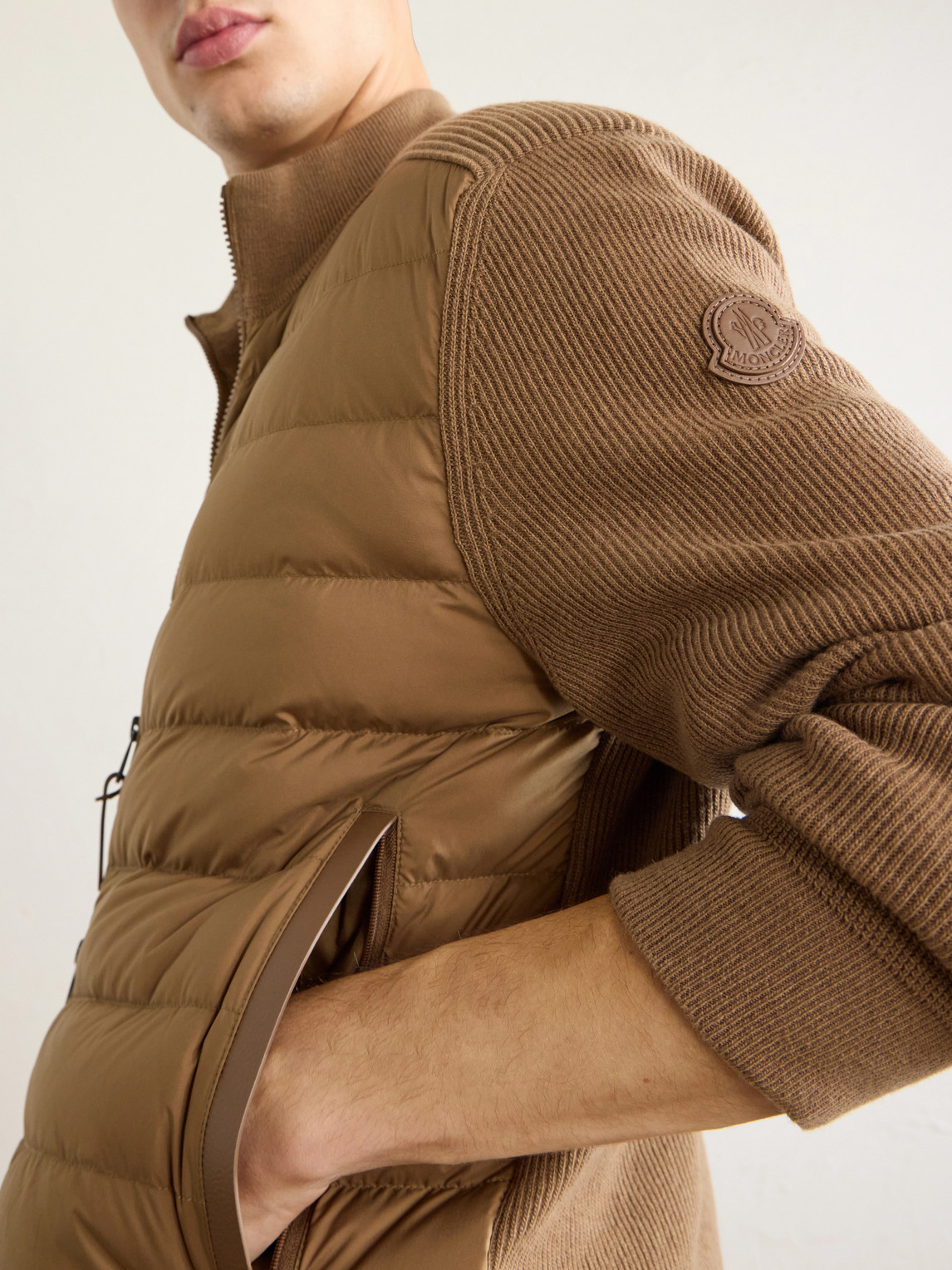 Logo-Appliquéd Wool-Blend And Quilted Shell Down Jacket