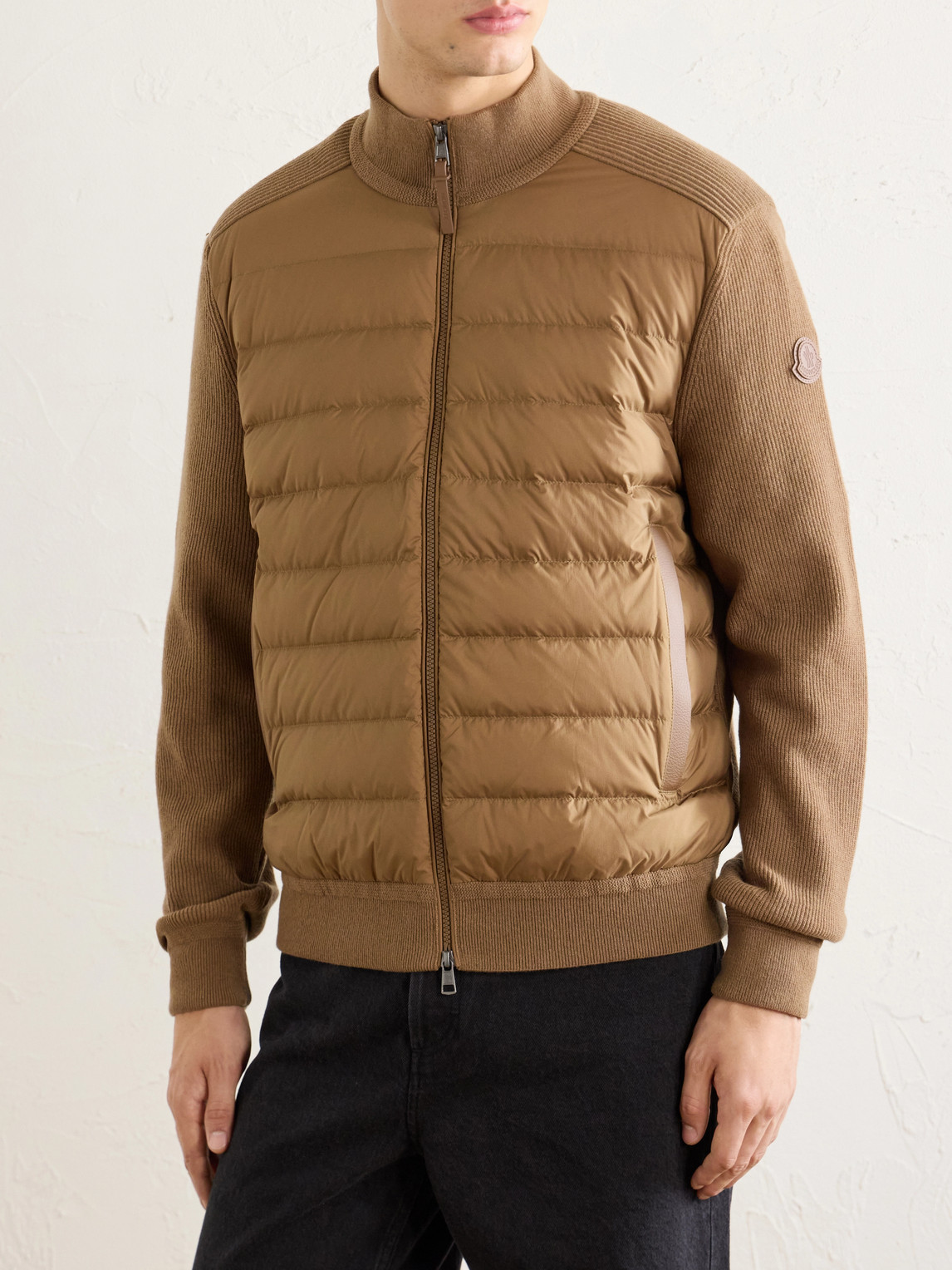 Logo-Appliquéd Wool-Blend And Quilted Shell Down Jacket
