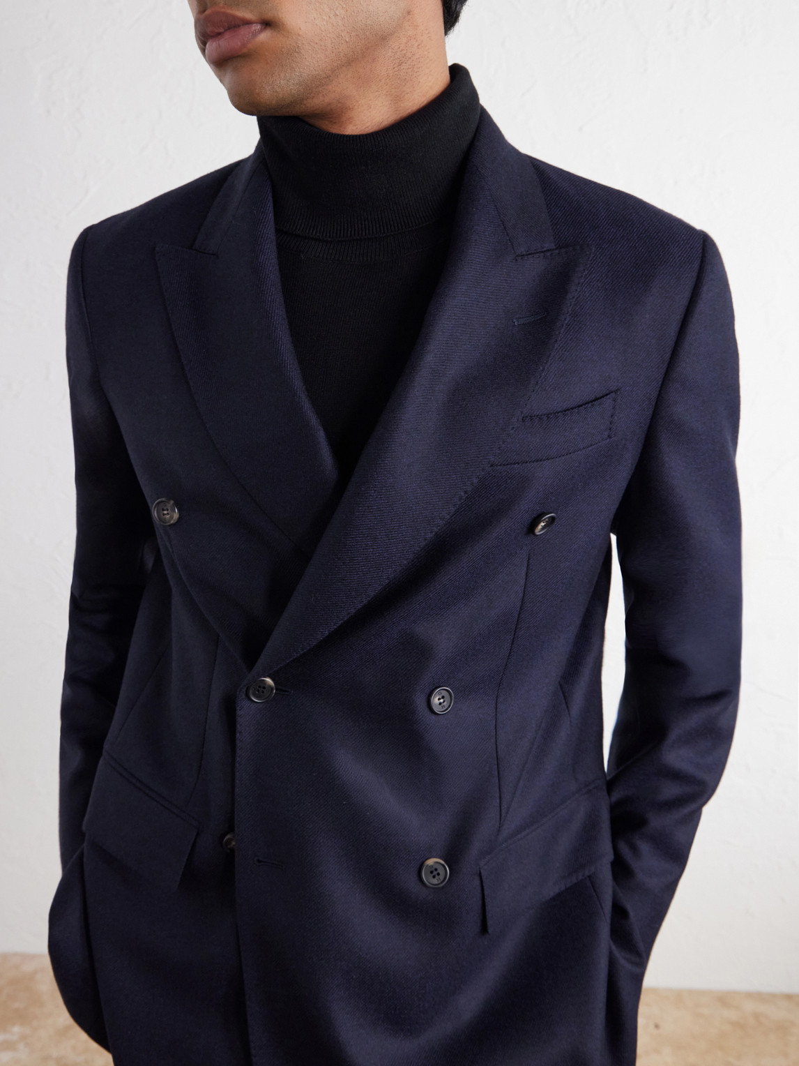 Angelo Double-Breasted Wool And Cashmere-Blend Flannel Suit Jacket