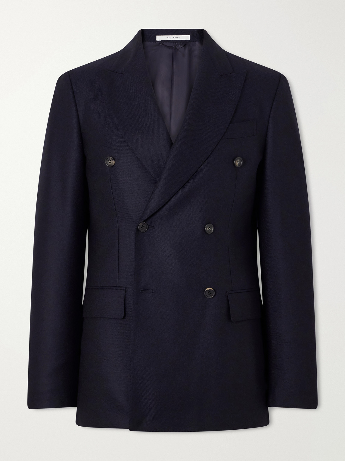 Angelo Double-Breasted Wool And Cashmere-Blend Flannel Suit Jacket