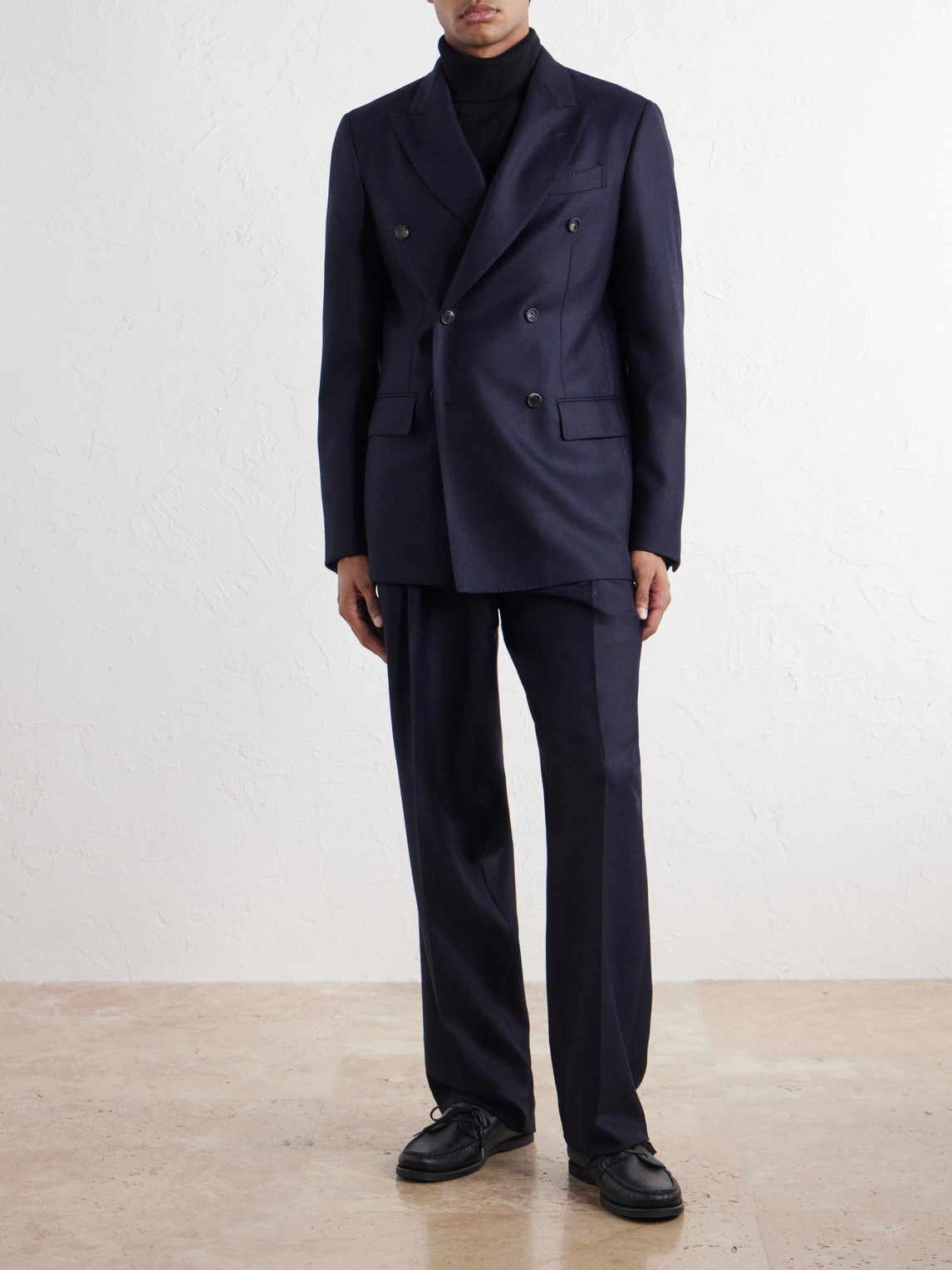 Angelo Double-Breasted Wool And Cashmere-Blend Flannel Suit Jacket