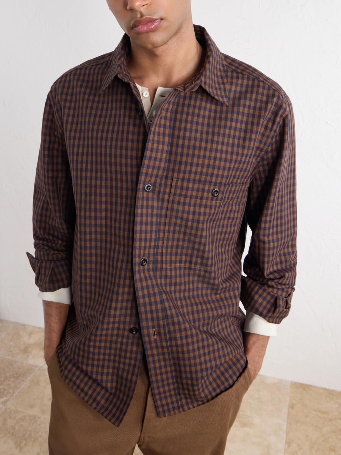 Mhl. Overall Checked Cotton And Linen-Blend Shirt