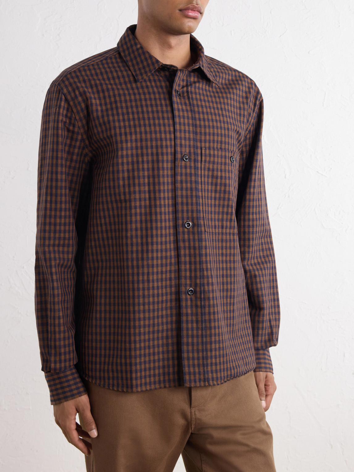 Mhl. Overall Checked Cotton And Linen-Blend Shirt