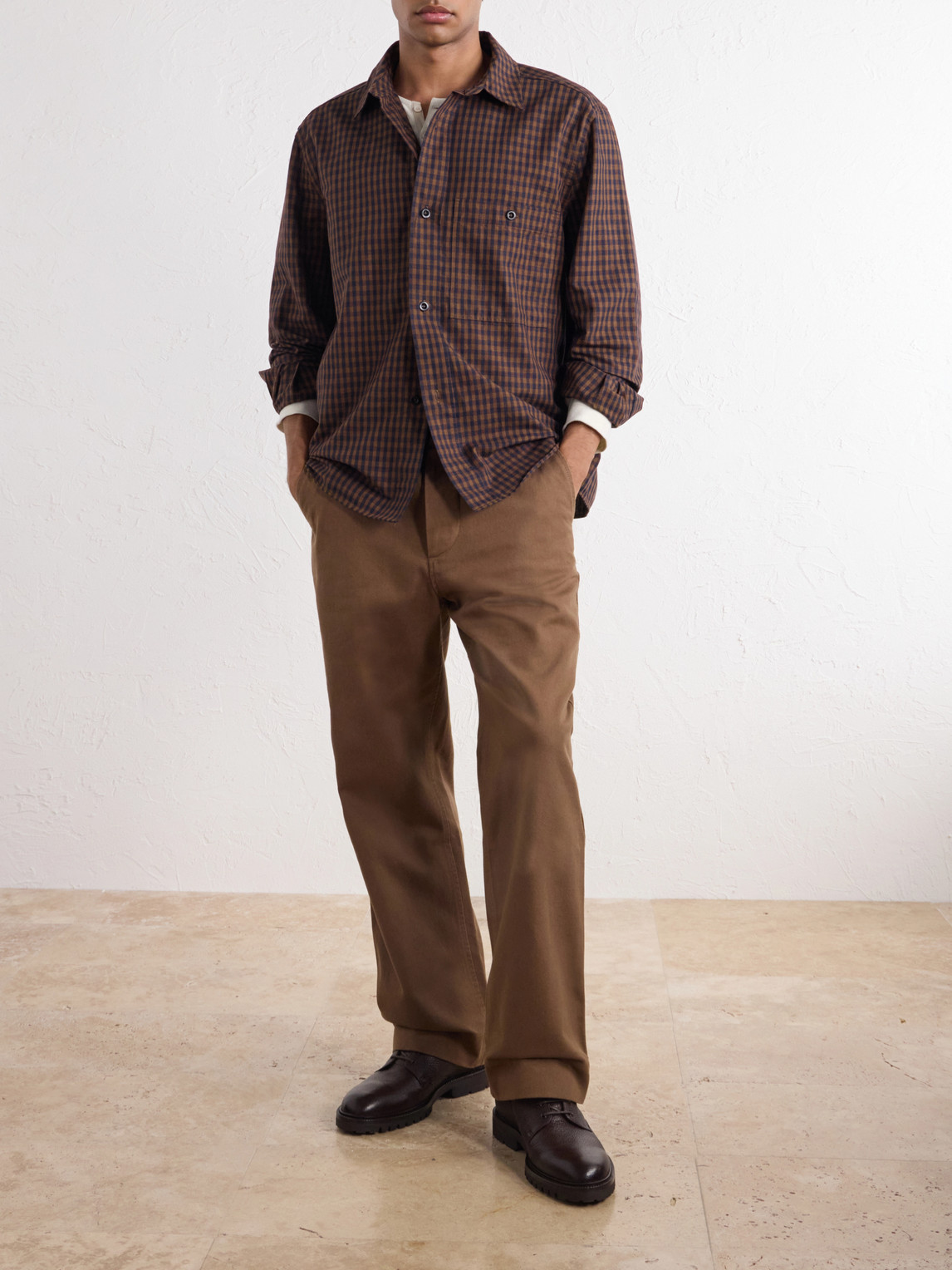 Mhl. Overall Checked Cotton And Linen-Blend Shirt