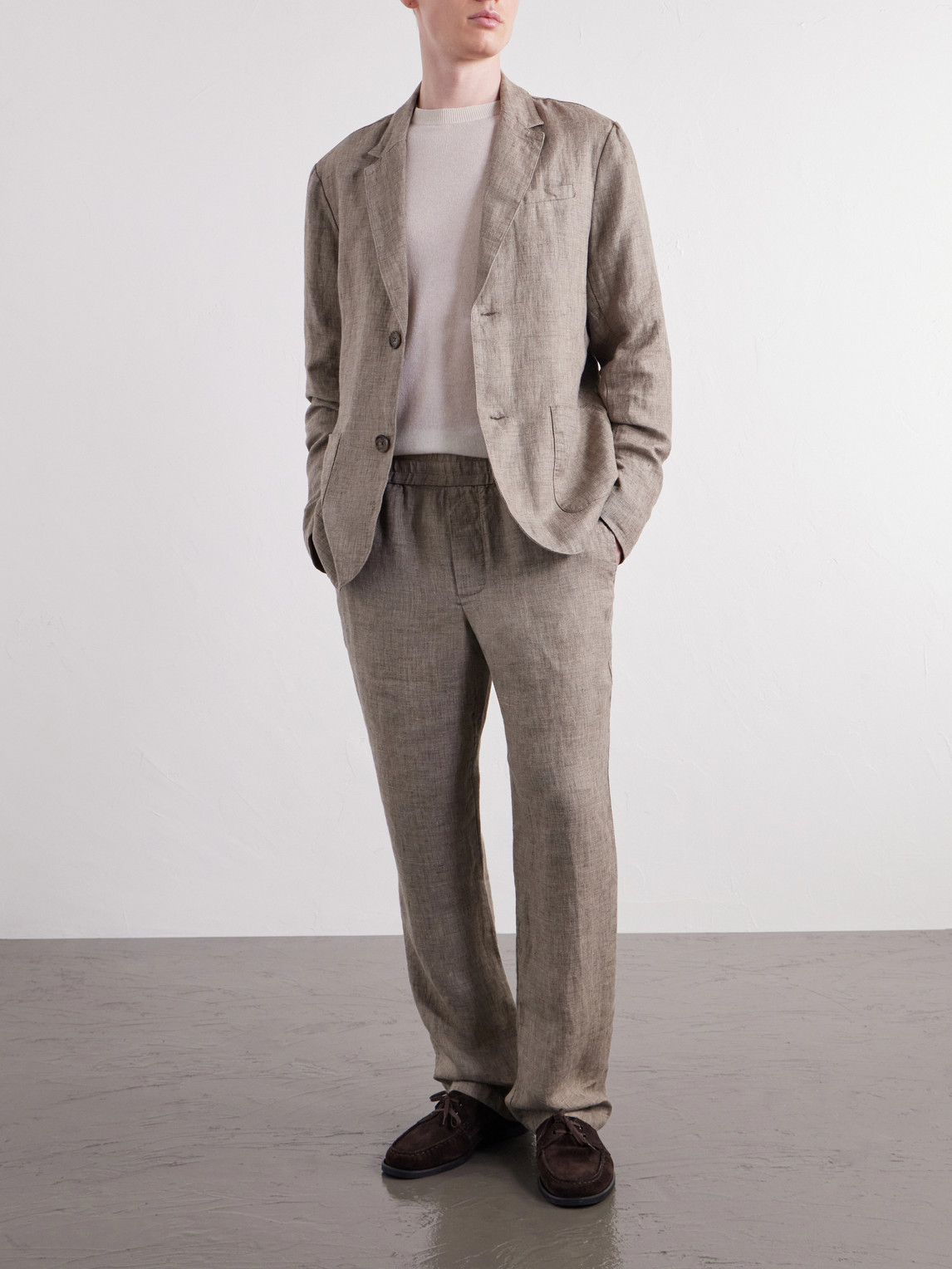 Straight-Leg Linen Suit Trousers