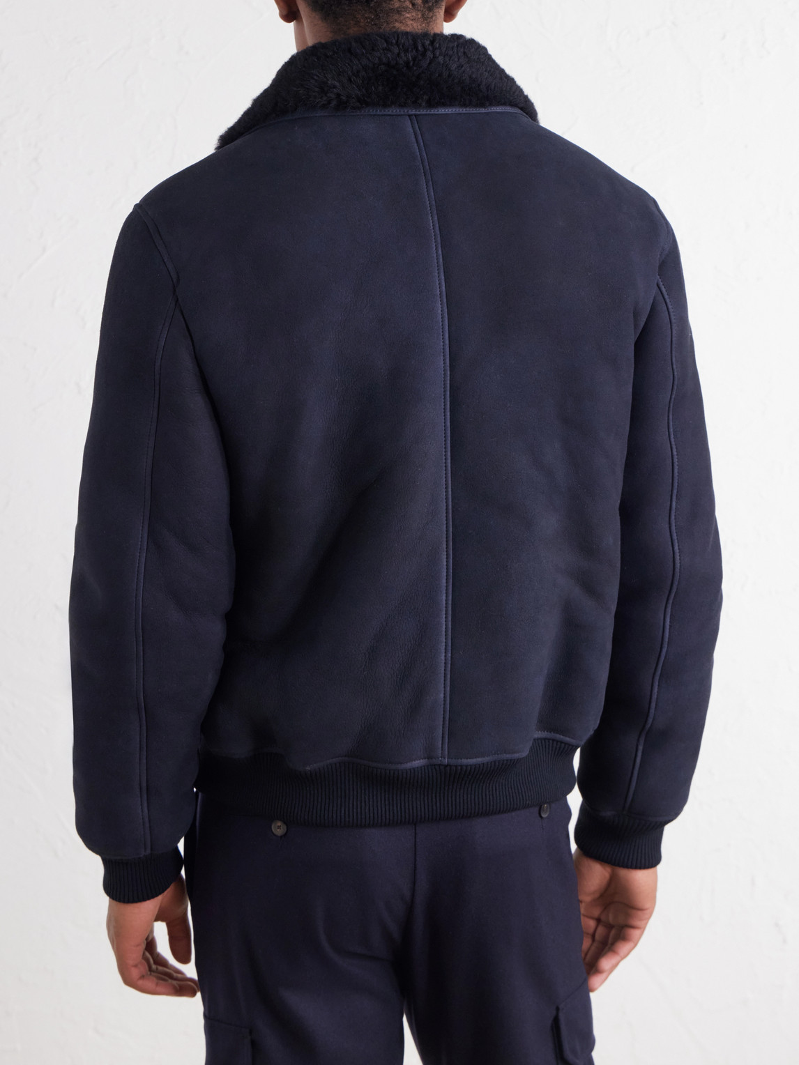 Mr P. - Shearling-Trimmed Suede Bomber Jacket