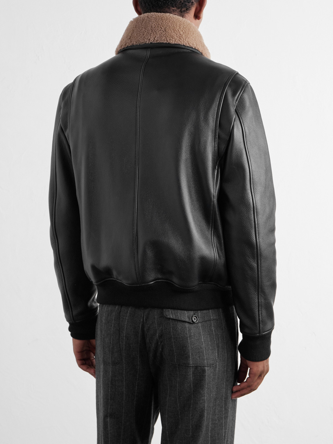 Mr P. - Shearling-Trimmed Full-Grain Leather