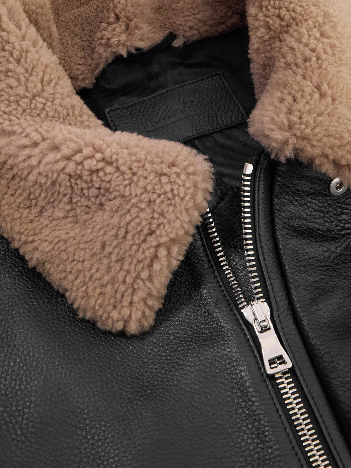 Mr P. - Shearling-Trimmed Full-Grain Leather