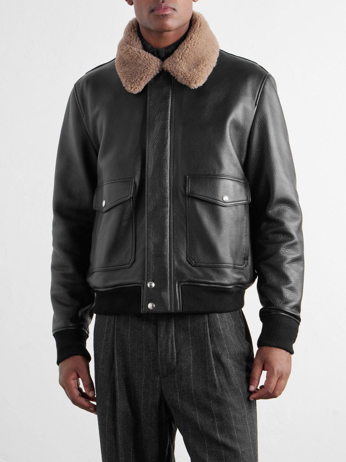 Mr P. - Shearling-Trimmed Full-Grain Leather