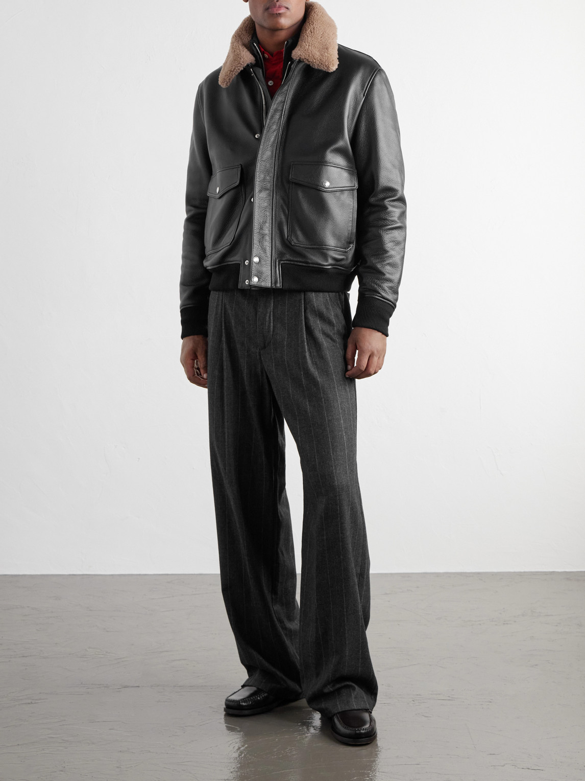Mr P. - Shearling-Trimmed Full-Grain Leather
