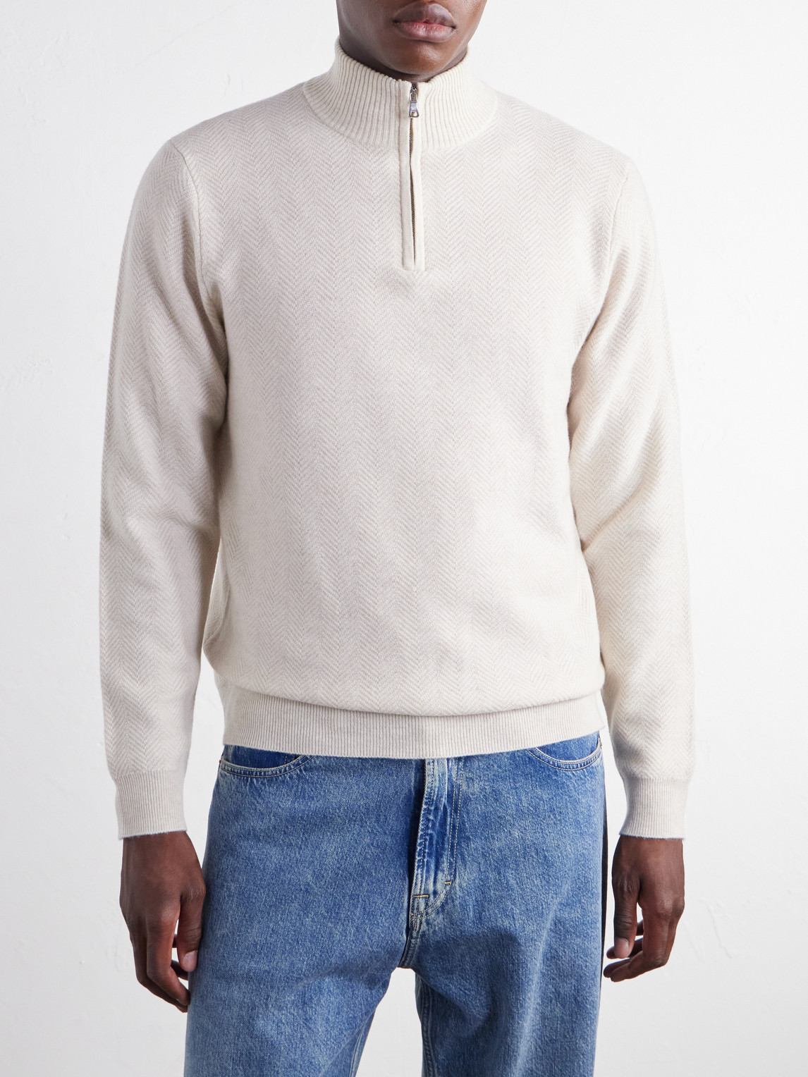 Mr P. - Wool And Cashmere-Blend Half-Zip Sweater