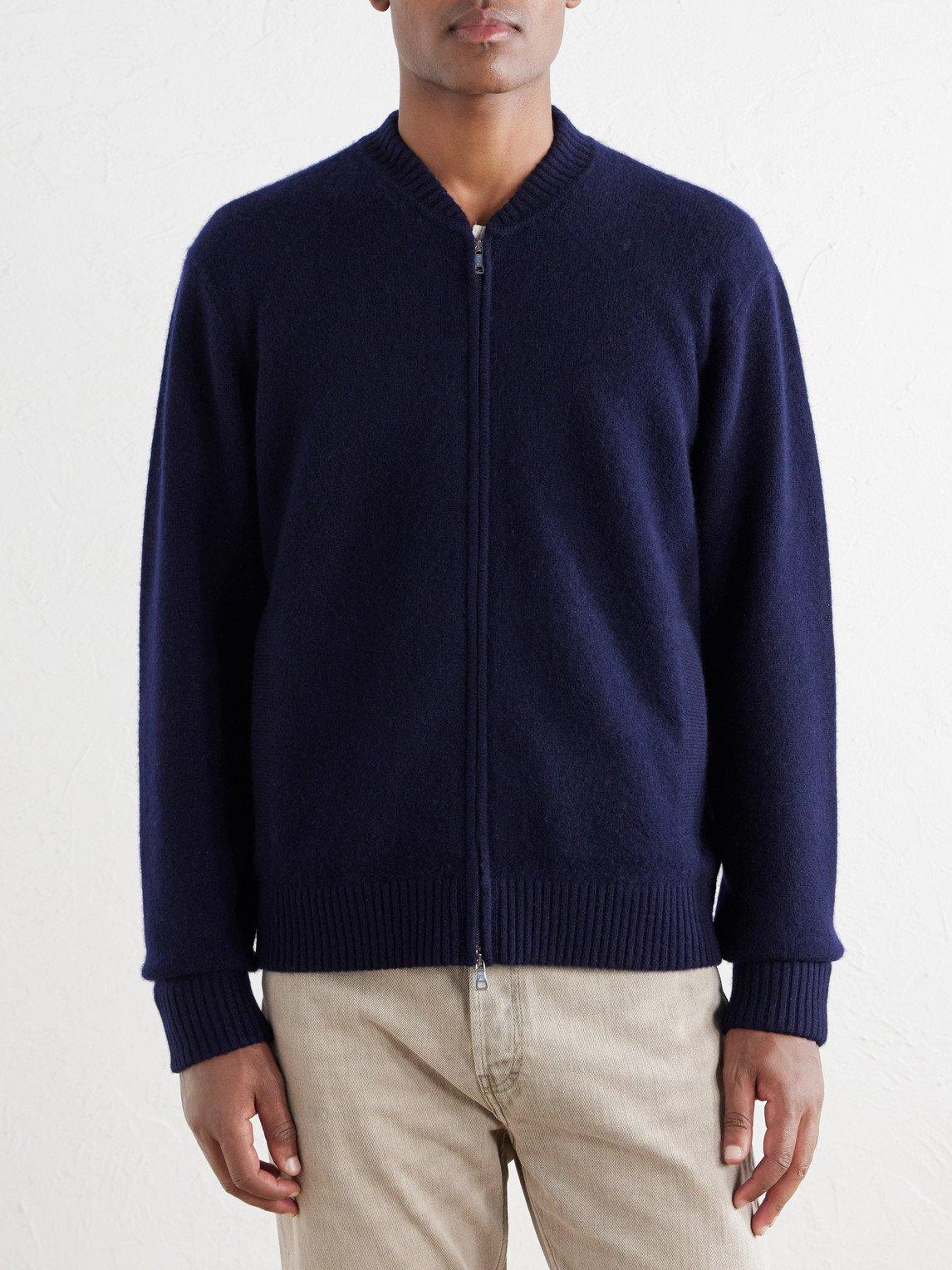 Mr P. - Brushed Cashmere Zip-Up Cardigan