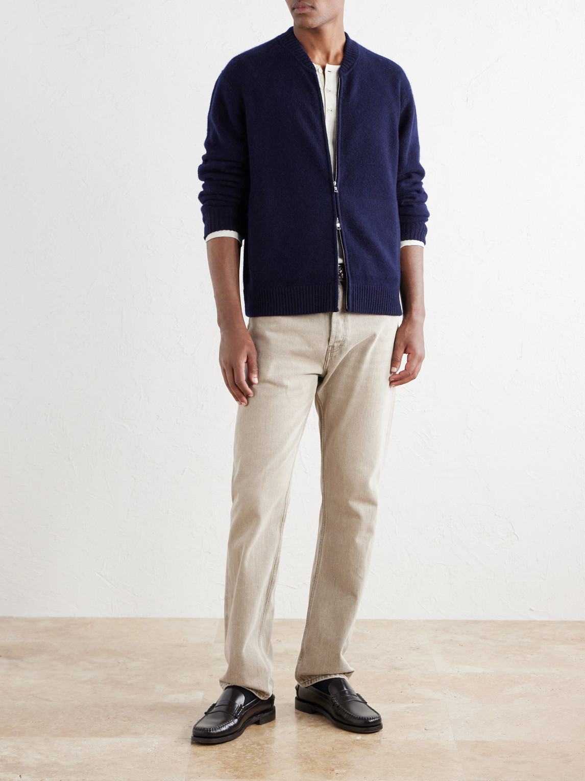 Mr P. - Brushed Cashmere Zip-Up Cardigan