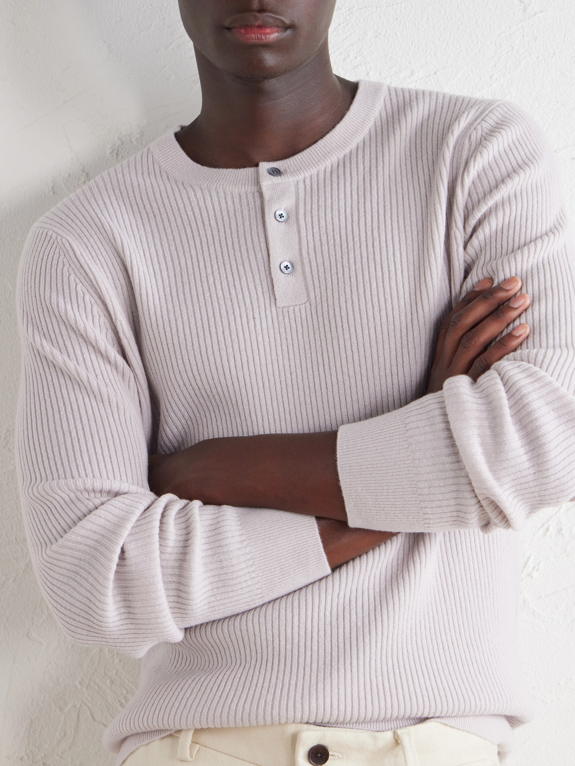 Mr P. - Ribbed Wool And Cashmere Henley Sweater