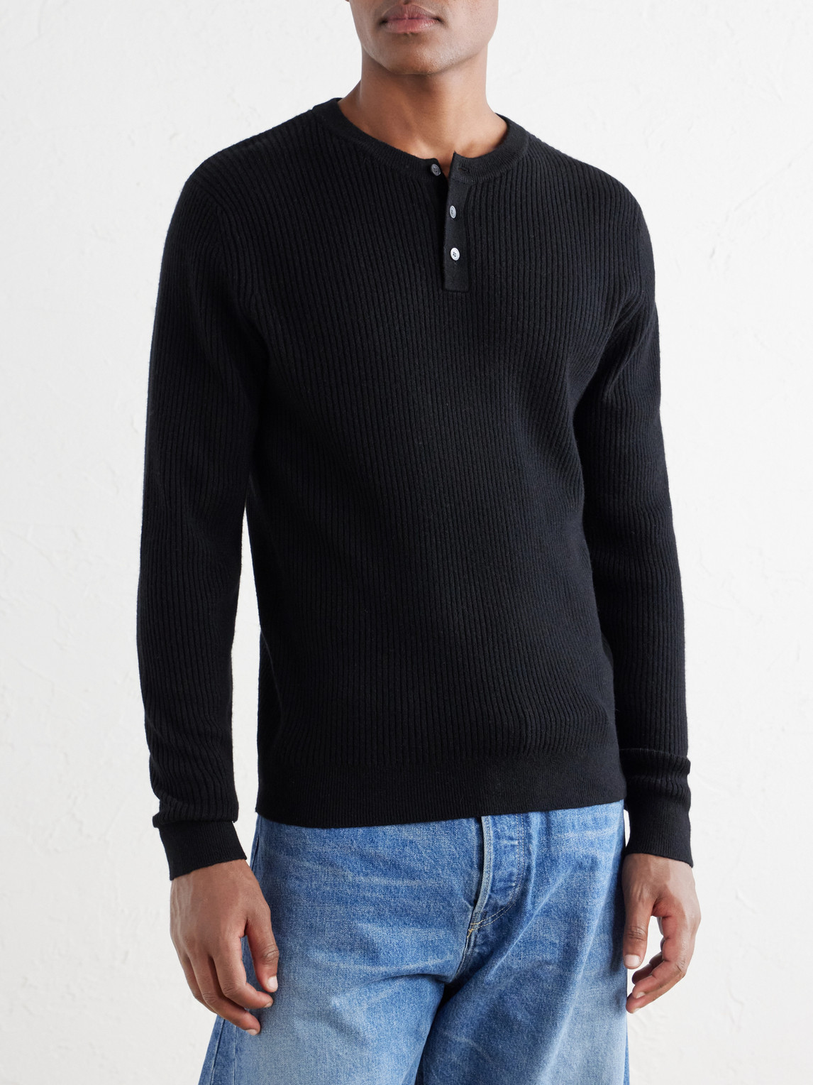 Mr P. - Ribbed Wool And Cashmere Henley Sweater