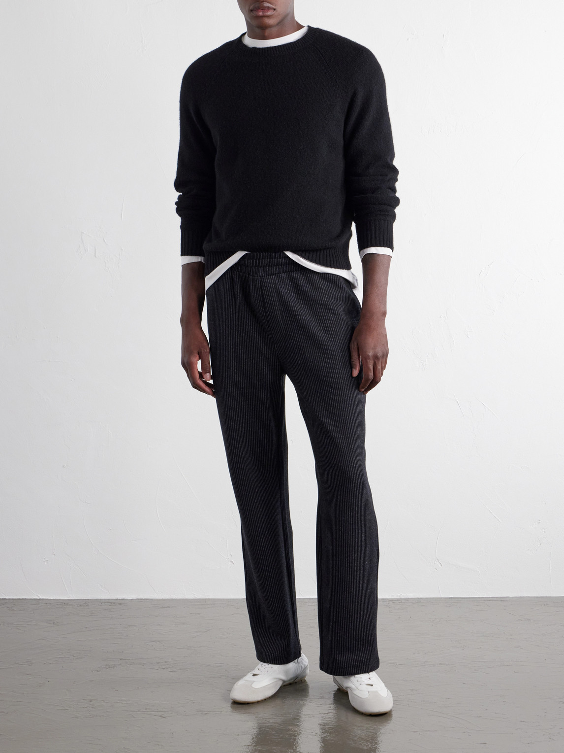 Mr P. - Straight-Leg Striped Cotton-Blend Jersey Sweatpants