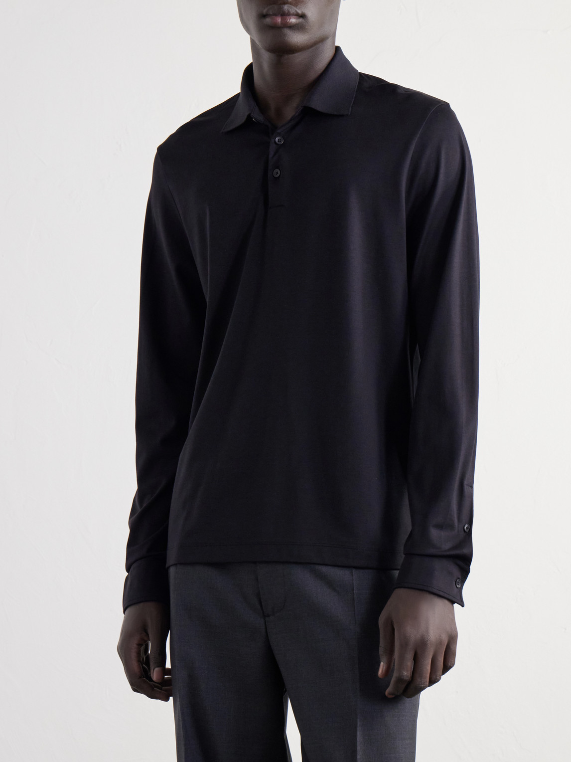 Mr P. - Silk And Cotton-Blend Polo Shirt