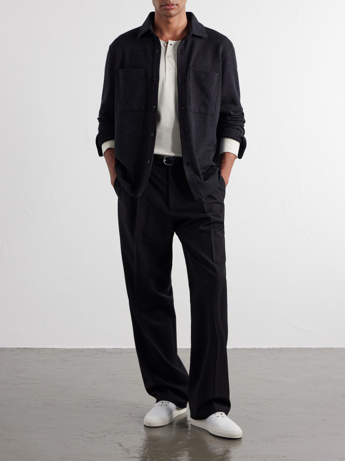Mr P. - Pinstriped Cotton-Blend Jersey Shirt