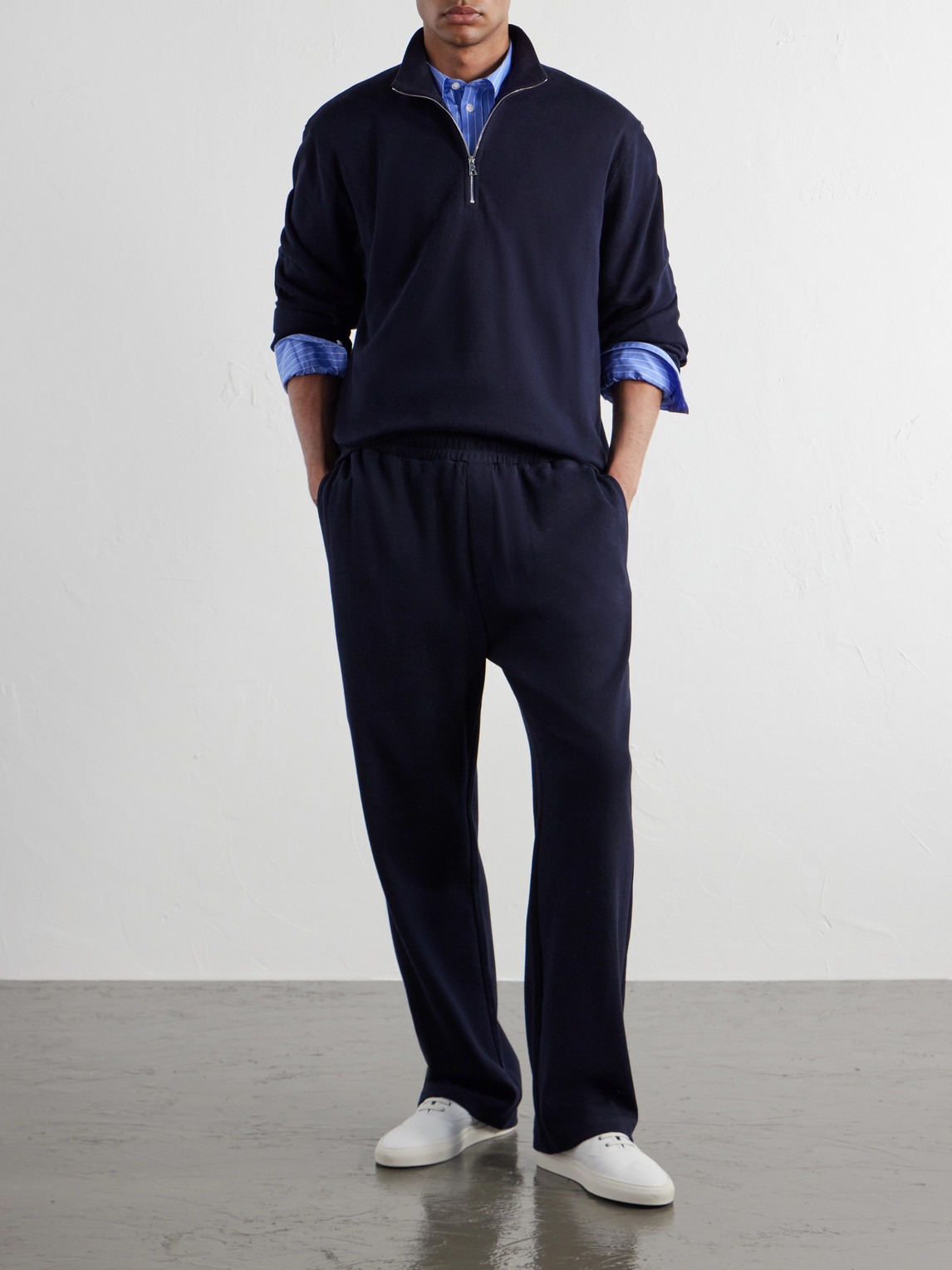 Mr P. - Cotton-Blend Double-Faced Jersey Half-Zip Sweatshirt