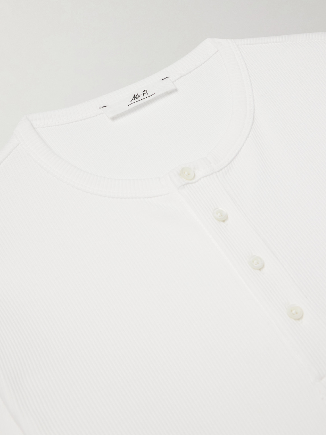 Mr P. - Ribbed Organic Cotton Henley T-Shirt
