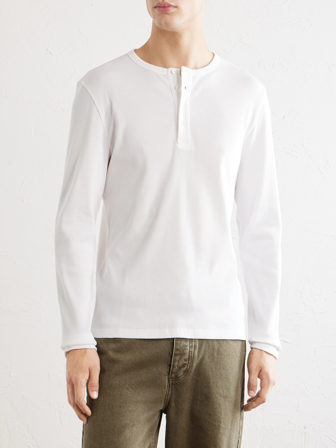 Mr P. - Ribbed Organic Cotton Henley T-Shirt