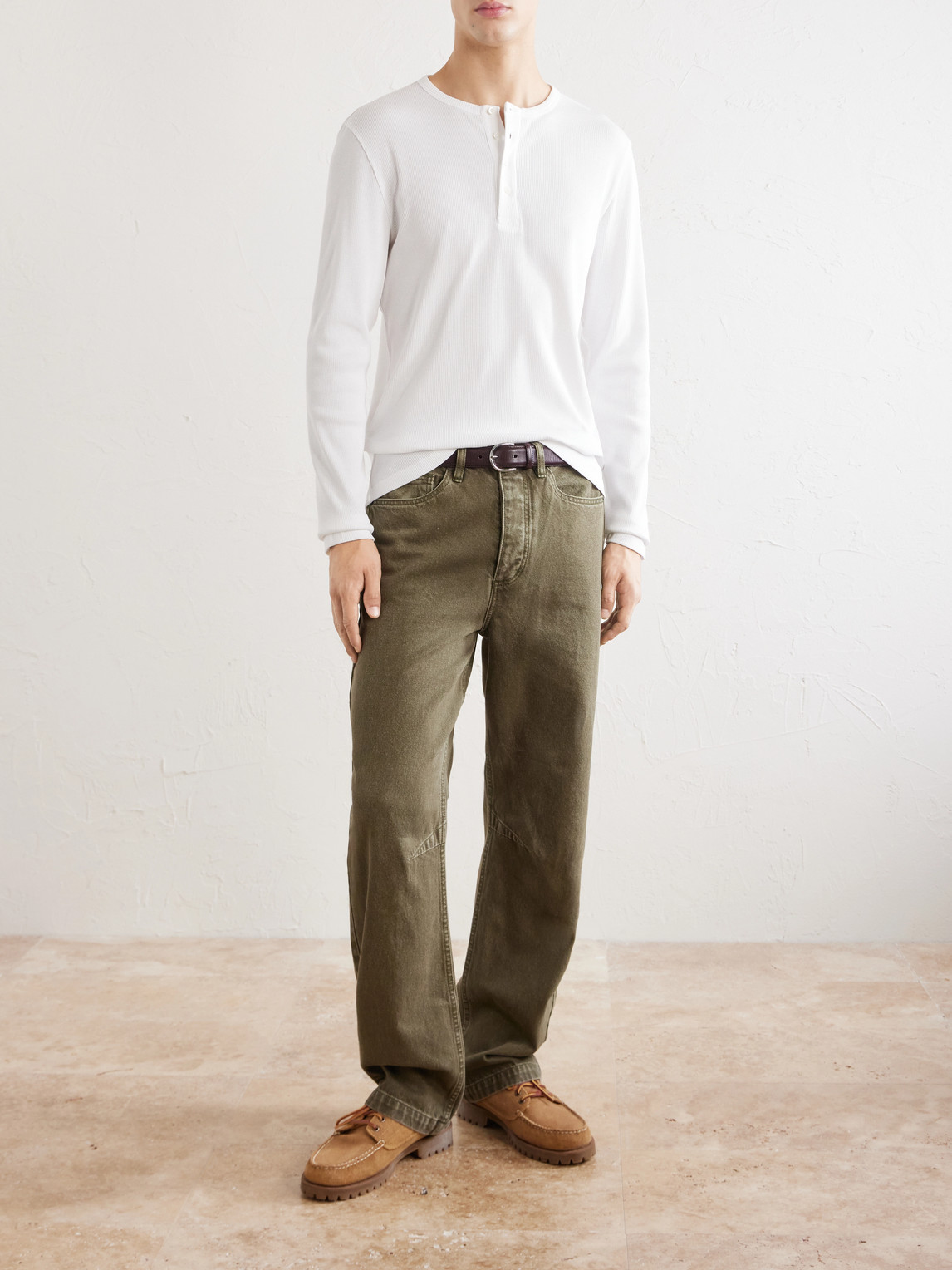 Mr P. - Ribbed Organic Cotton Henley T-Shirt