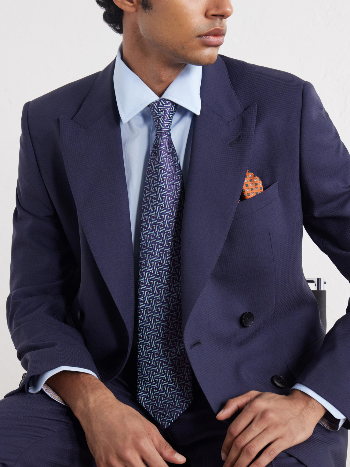 Mr P. - Double-Breasted Houndstooth Wool Suit Jacket