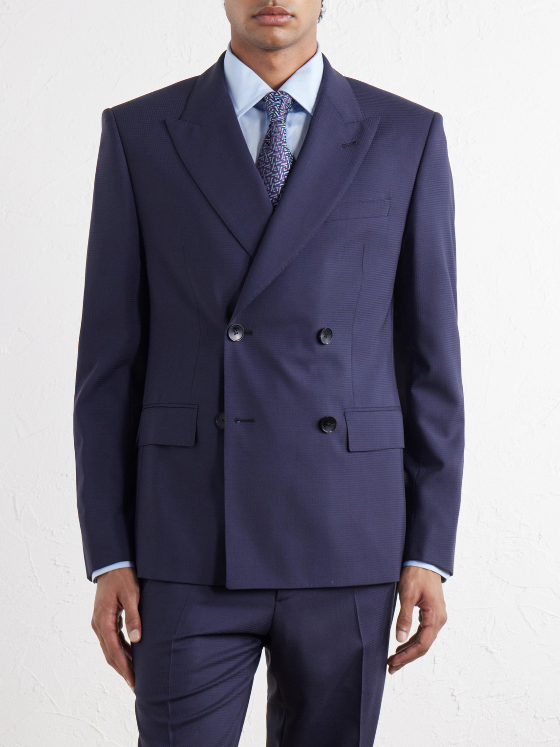 Mr P. - Double-Breasted Houndstooth Wool Suit Jacket
