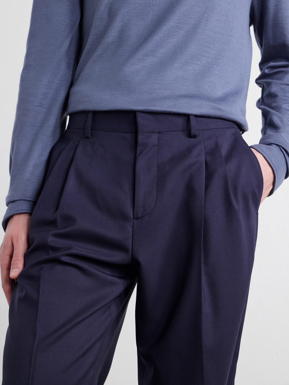 Mr P. - Wide-Leg Pleated Wool Suit Trousers