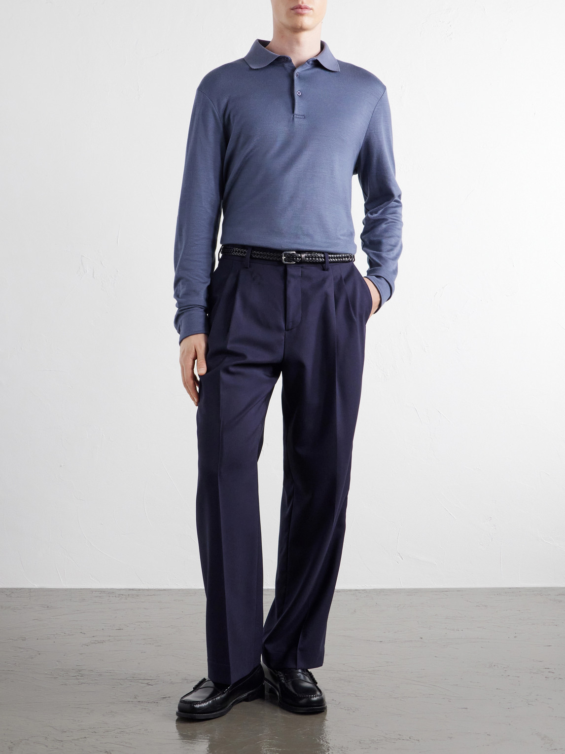 Mr P. - Wide-Leg Pleated Wool Suit Trousers